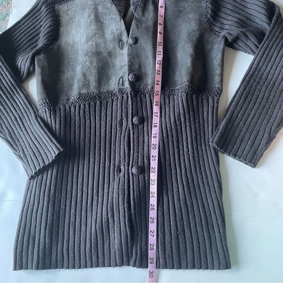 Vintage 90s J. Jill suede leather wool sweater jacket  S women’s button down - Picture 6 of 8